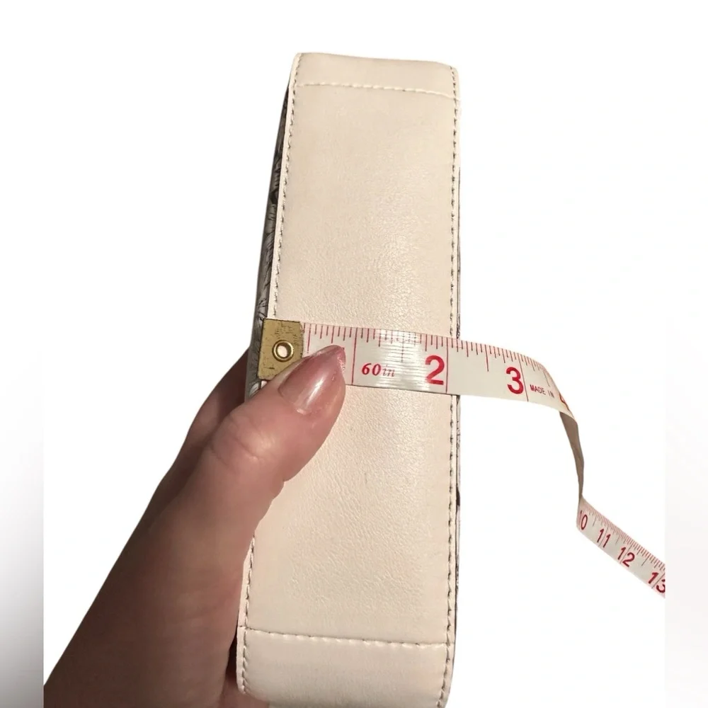 White & Silver Michael Kors Chain Pouchette in Metallic Floral Embossed Leather